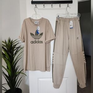 NWT Adidas Originals Mens Trefoil T-Shirt & Trefoil Sweatpants, XL